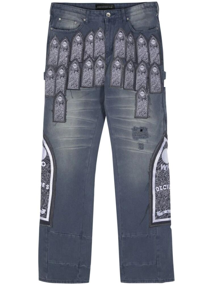 Who Decides War distressed straight-leg jeans - Blue Cover