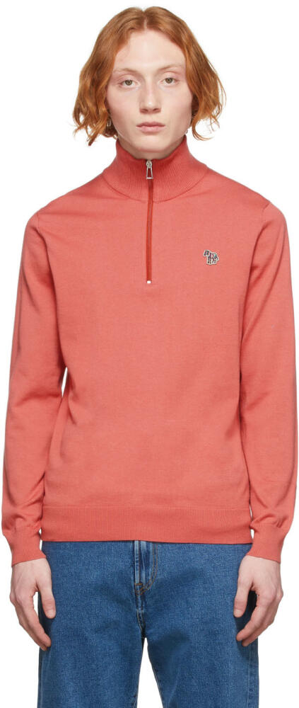 PS by Paul Smith Pink Zebra Half-Zip Sweater Cover