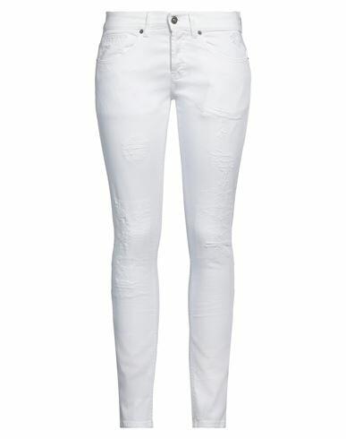 Dondup Woman Pants White Cotton, Elastomultiester, Elastane Cover