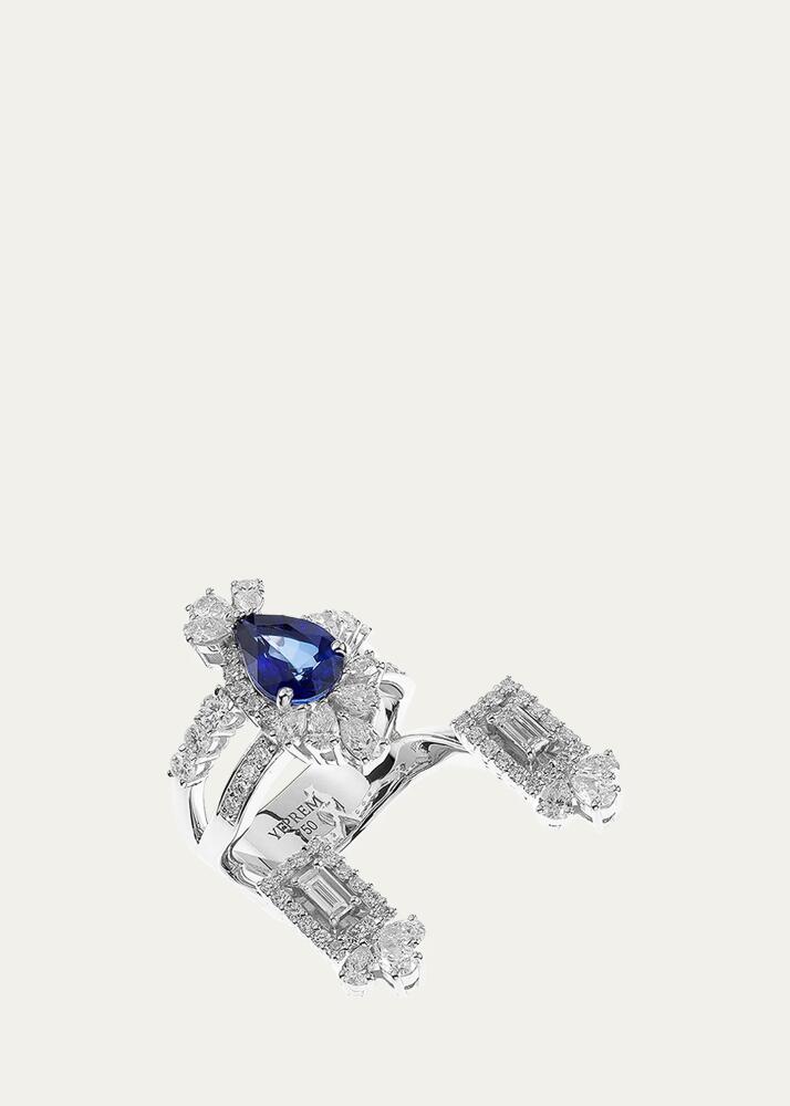 Yeprem 18K White Gold Diamond and Sapphire Ring Cover