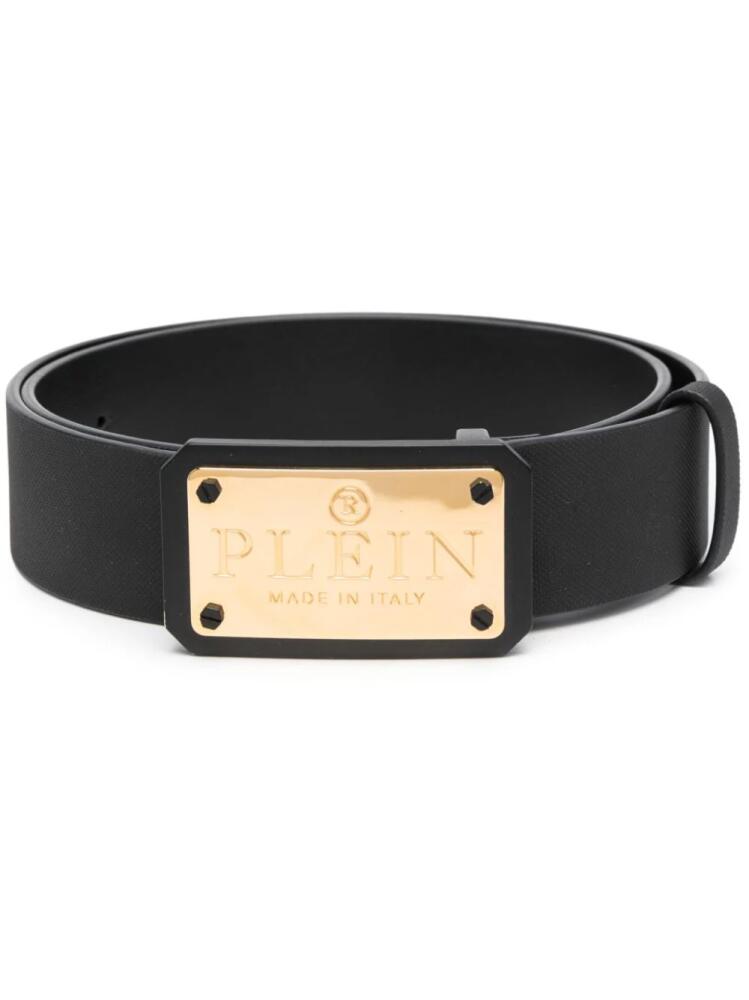 Philipp Plein logo-plaque leather belt - Black Cover