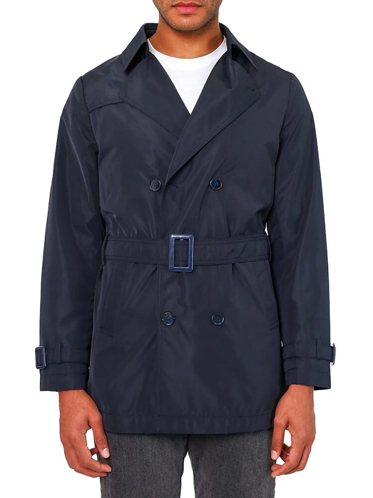 Vellapais Men's Drelux Bellagio Belted Trench Coat - Navy Cover