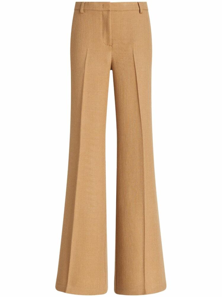 ETRO pressed-crease flared trousers - Brown Cover