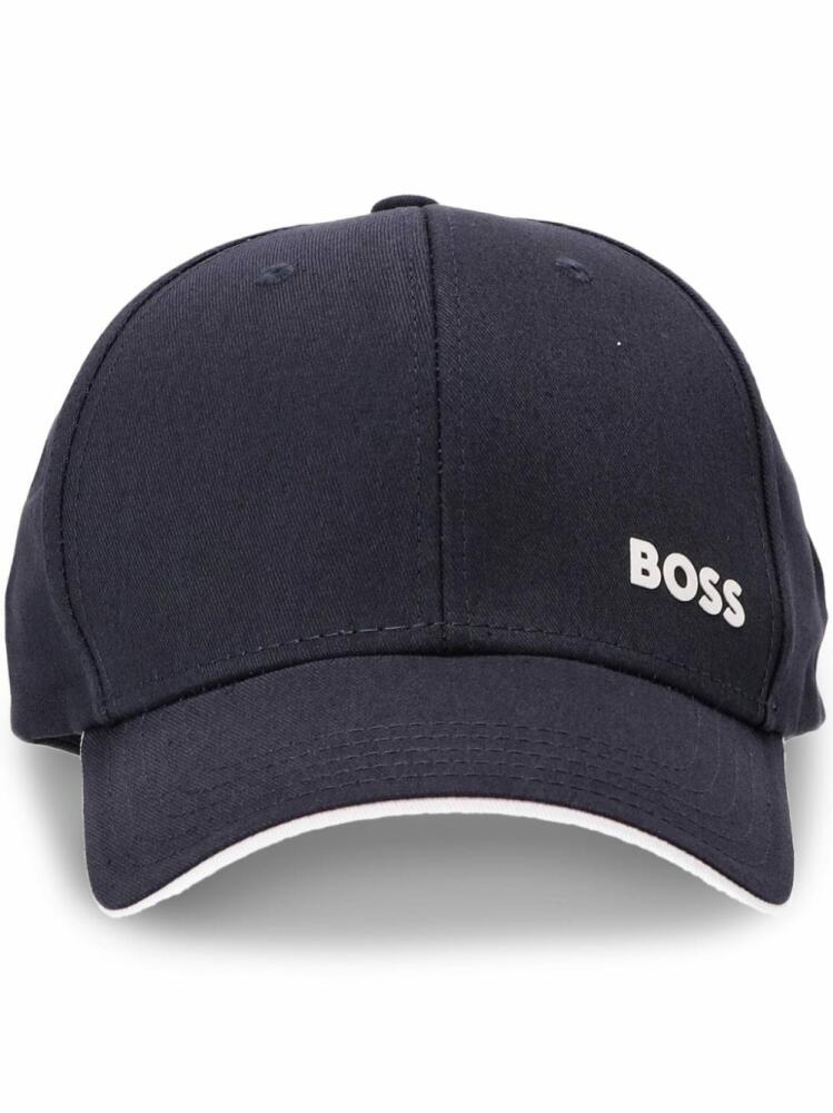 BOSS logo-print cotton cap - Blue Cover