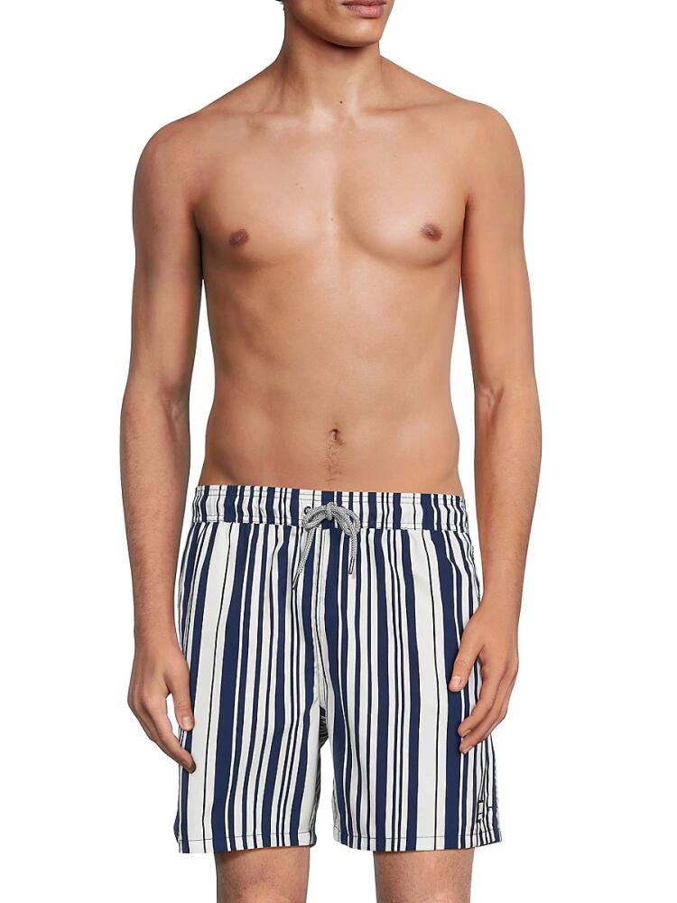 Tom & Teddy Men's Striped Swim Shorts - Navy Cover