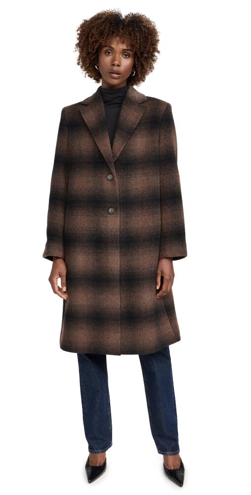 Vince Shadow Plaid Car Coat Deep Walnut Cover