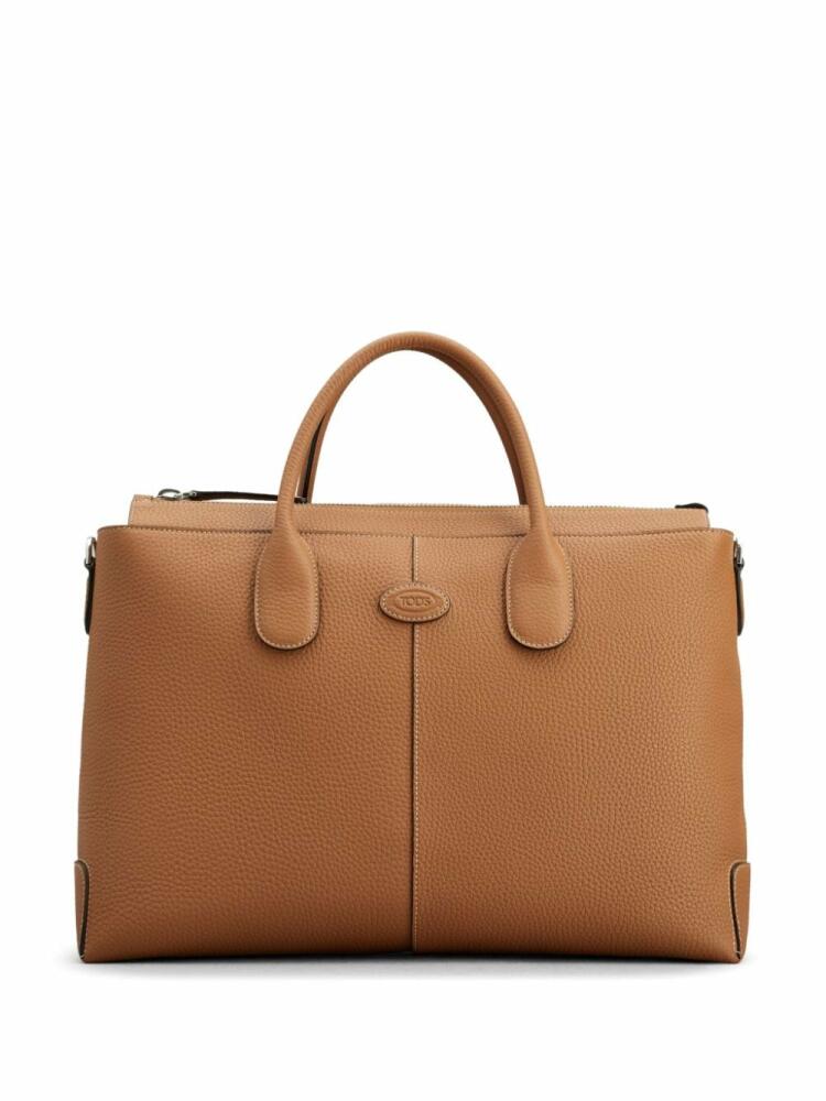 Tod's Di logo-patch leather briefcase - Brown Cover