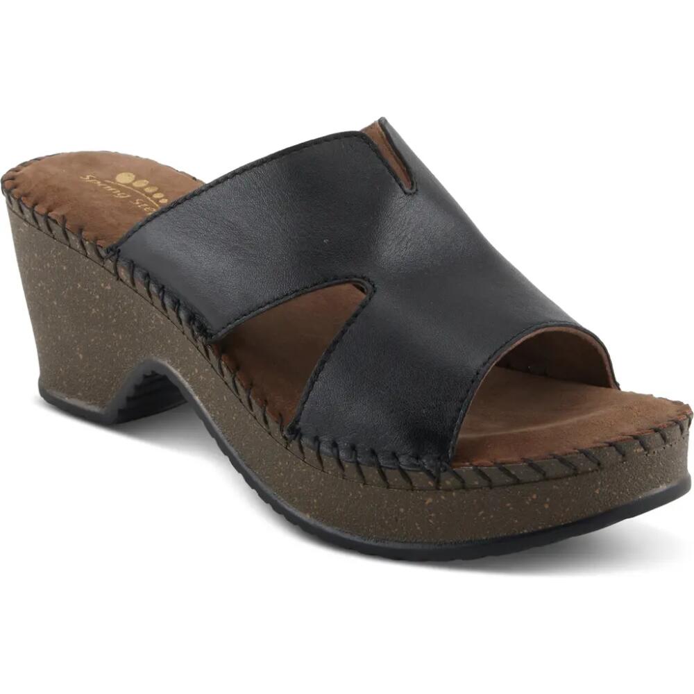 Spring Step Deltana Platform Slide Sandal in Black Cover