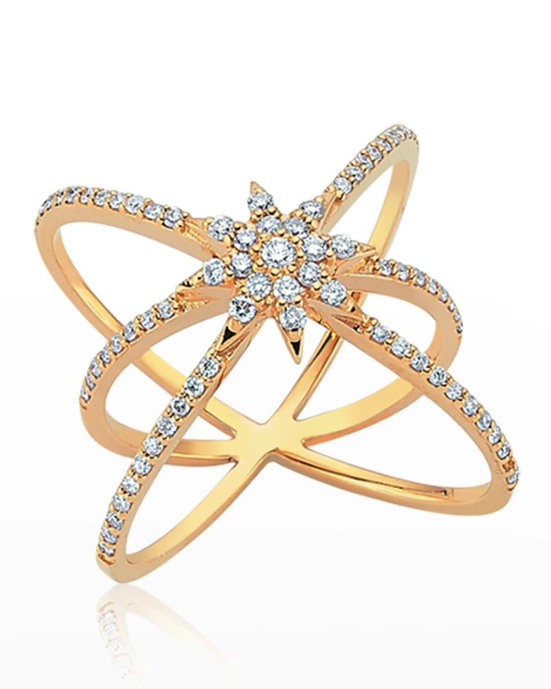 BeeGoddess Venus Star 14k Diamond Crisscross Ring, Size 7 Cover