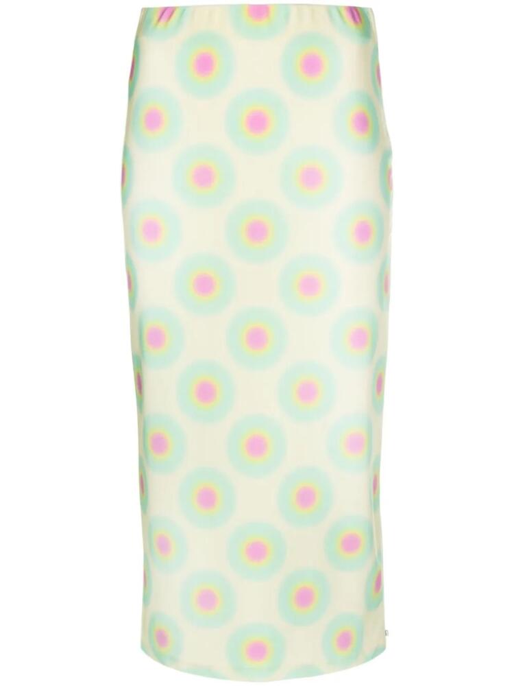 Sportmax graphic-print midi skirt - Yellow Cover