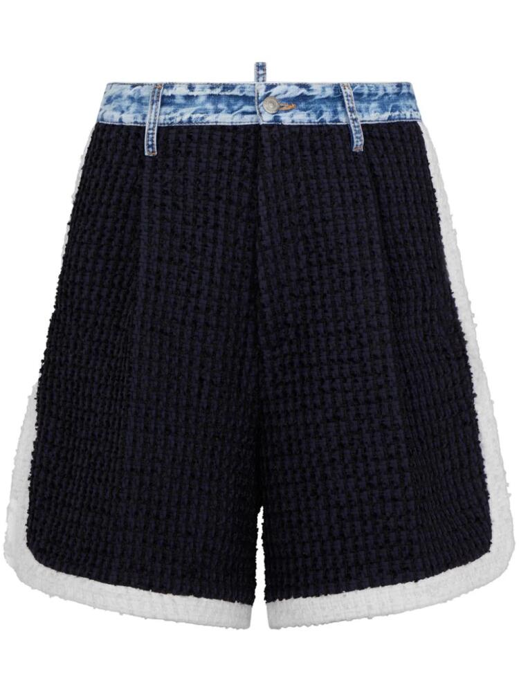 DSQUARED2 contrast-trim bouclé shorts - Blue Cover