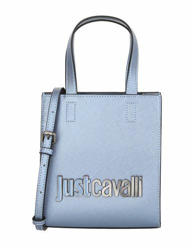 Just Cavalli Logo Tote Woman Handbag Blue Polyester Cover