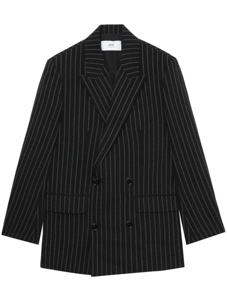 AMI Paris pinstripe double-breasted blazer - Black Cover