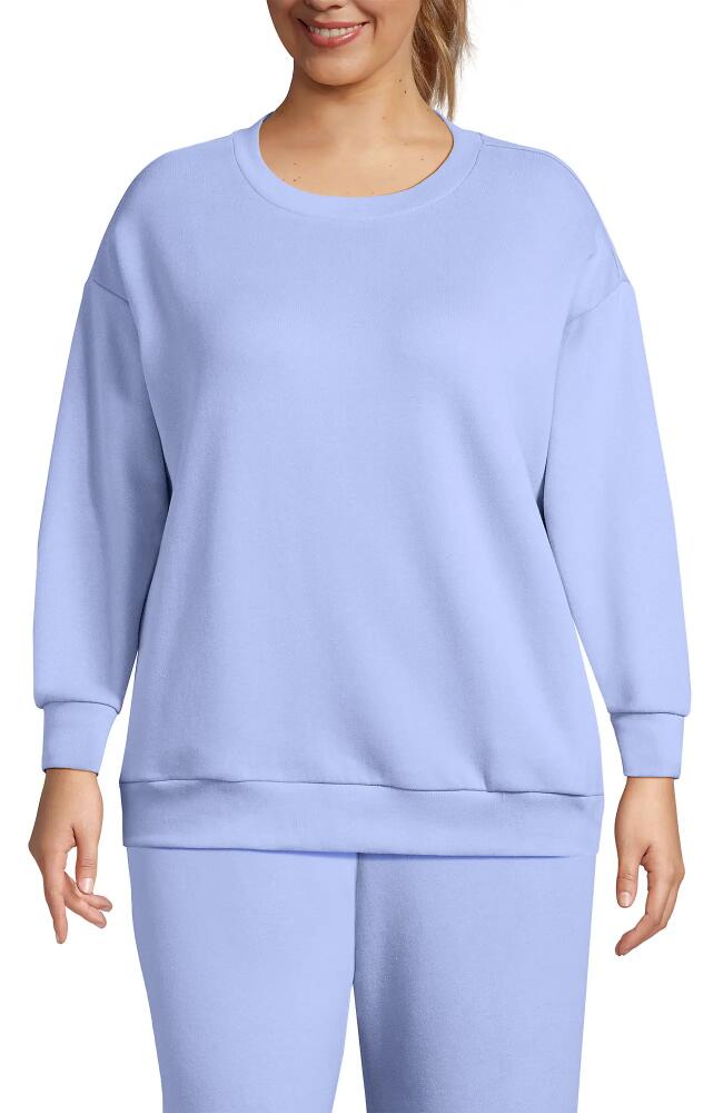 Lands' End Plus Size Serious Sweats Relaxed Long Sleeve Crew Neck Sweatshirt in Light Cornflower Cover