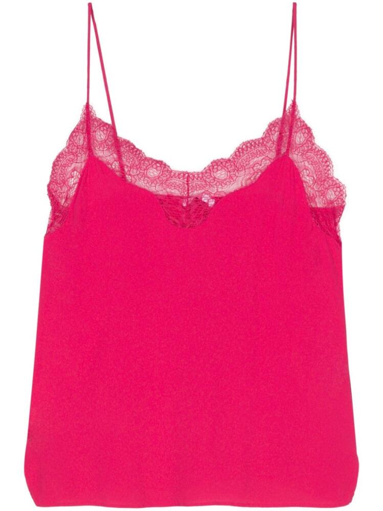 Patrizia Pepe lace crepe tank top - Pink Cover