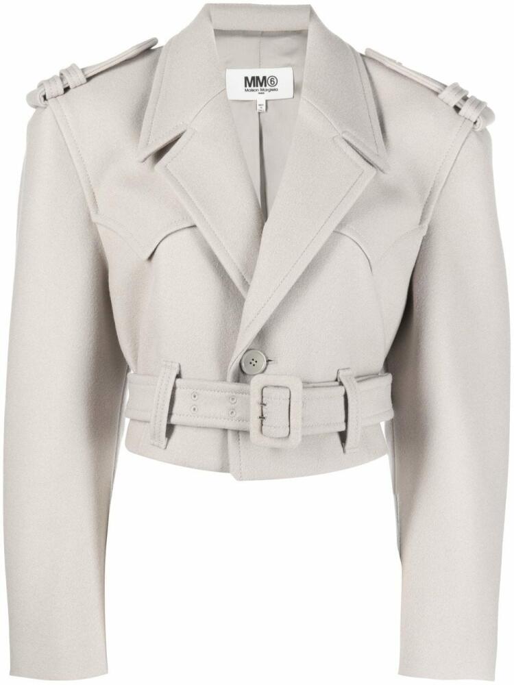 MM6 Maison Margiela cropped biker jacket - Grey Cover