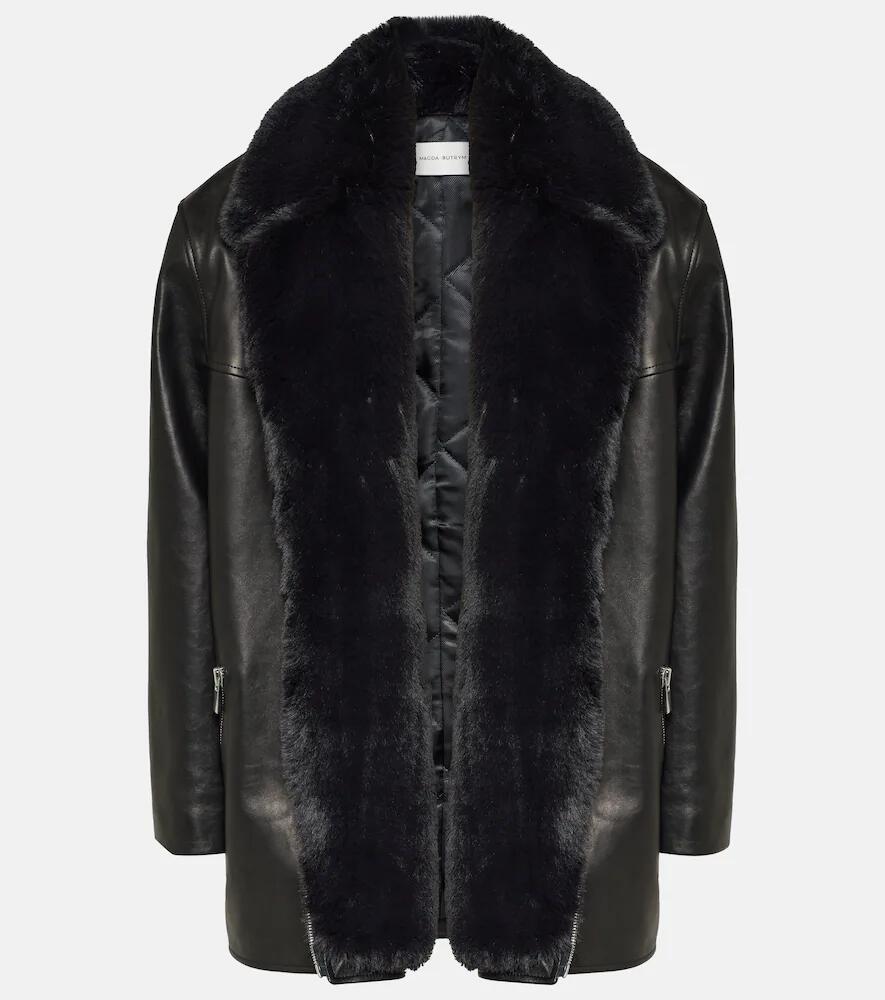 Magda Butrym Faux fur-trimmed leather jacket Cover