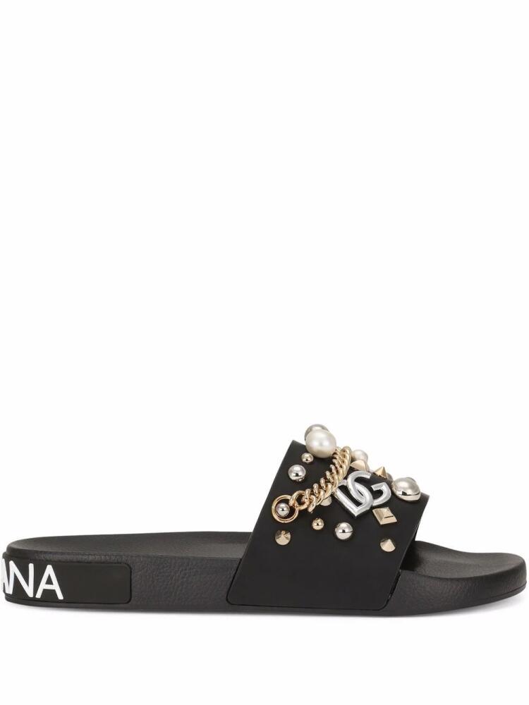 Dolce & Gabbana stud-embellished slides - Black Cover