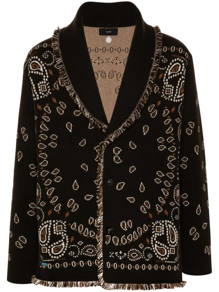 Alanui bandana-jacquard cashmere cardigan - Brown Cover