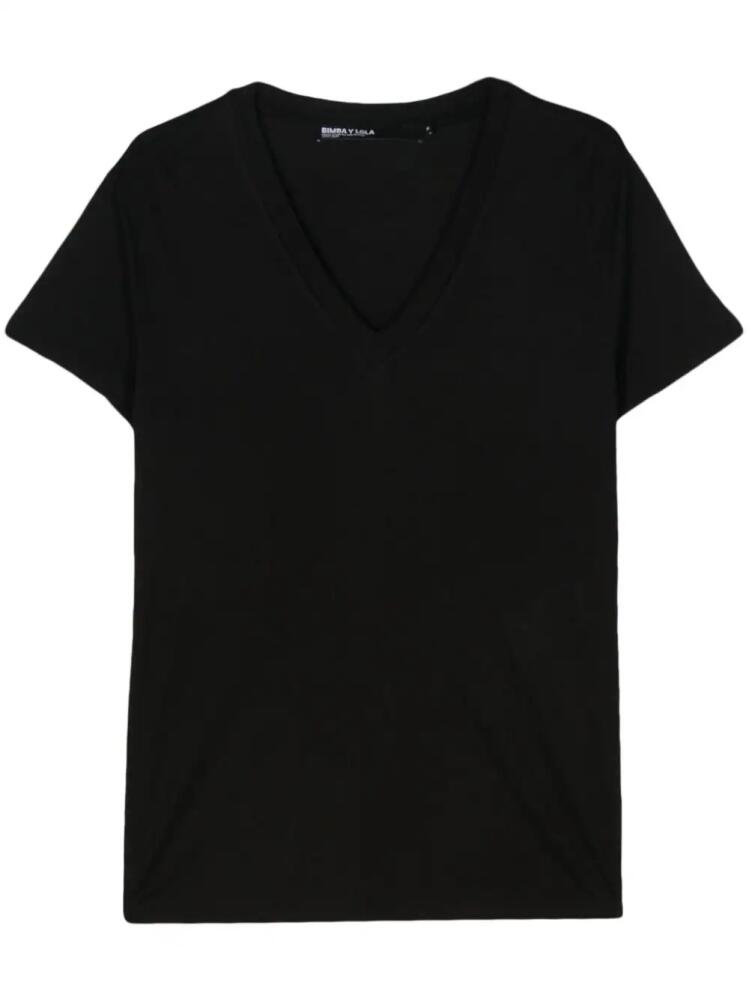 Bimba y Lola V-neck jersey T-shirt - Black Cover