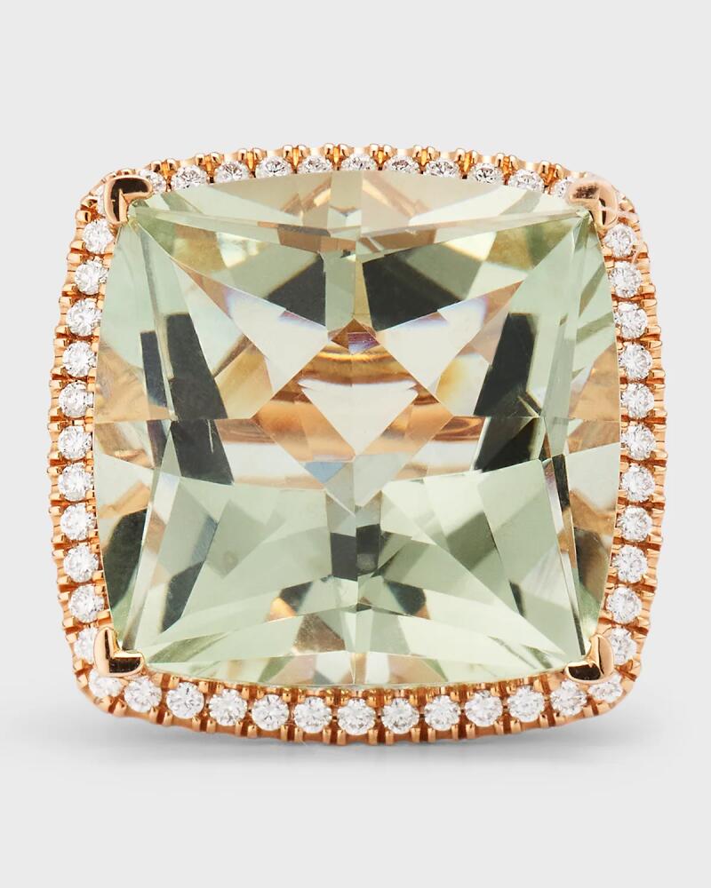 Lisa Nik Rocks 18K Rose Gold Green Quartz and Diamond Ring, Size 6 Cover