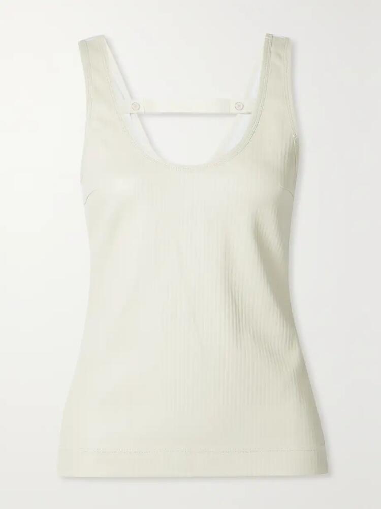 Givenchy - Paneled Ribbed Leather And Stretch-cotton Jersey Tank - Off-white Cover