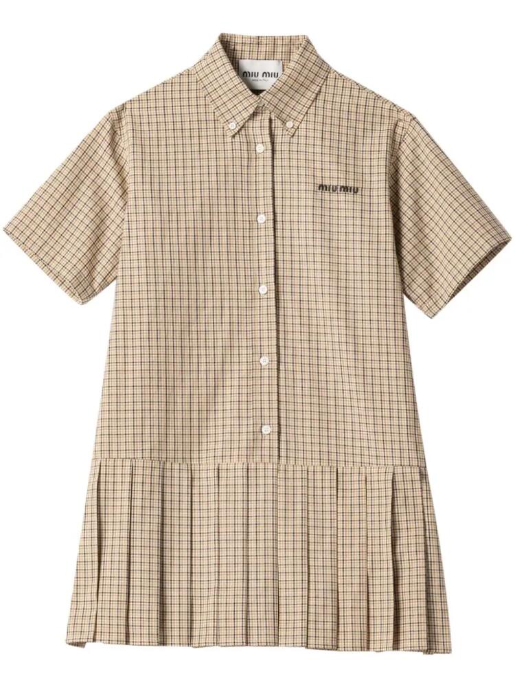 Miu Miu pleated check dress - Neutrals Cover