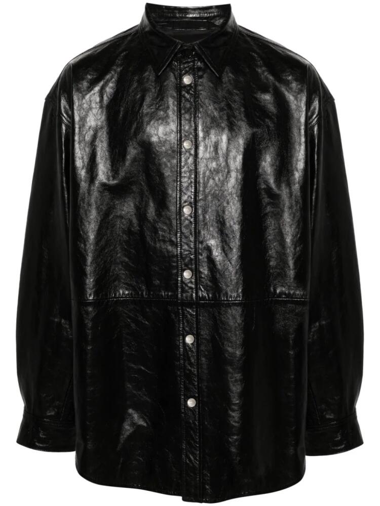 Acne Studios logo-embossed leather coat - Black Cover