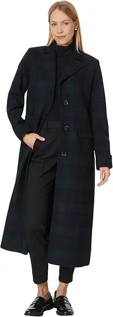 Lauren Ralph Lauren Wool Sb Maxi Reefer 48 (Black Watch) Women's Coat Cover