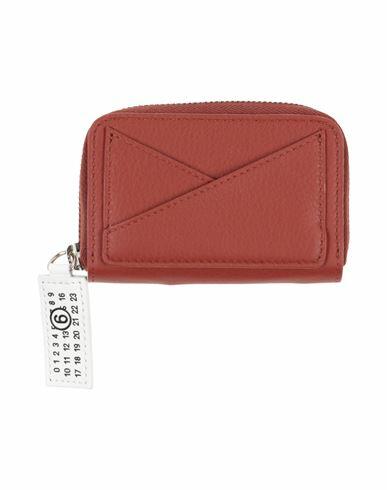 Mm6 Maison Margiela Woman Coin purse Brick red Cow leather, Brass Cover