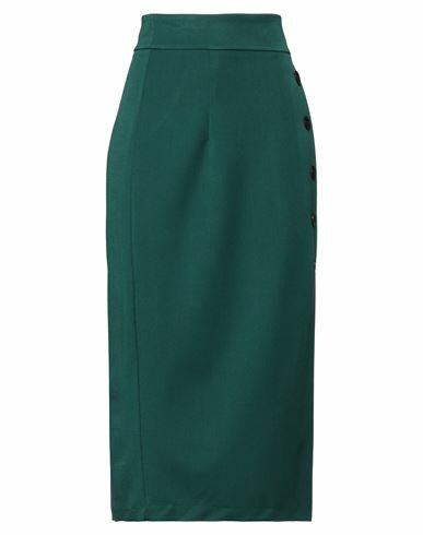 Haveone Woman Midi skirt Dark green Polyester, Viscose, Elastane Cover