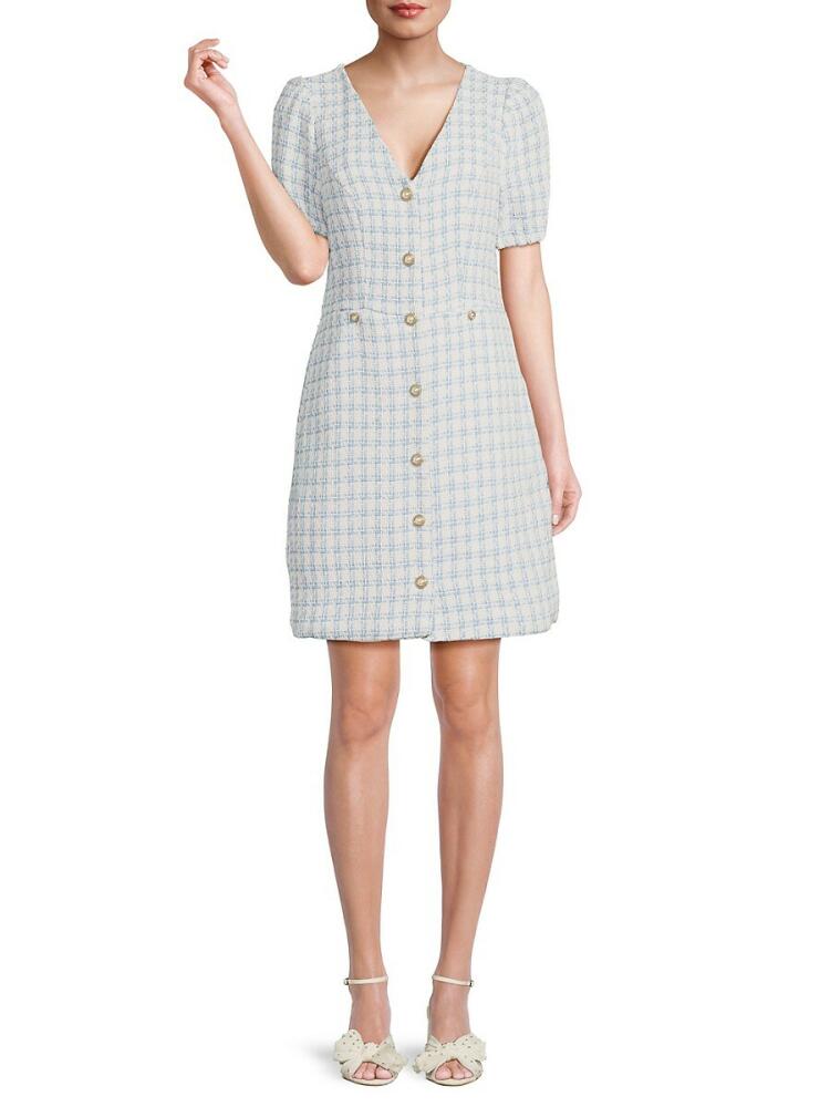 NANETTE nanette lepore Women's Checked Tweed Mini Dress - Blue White Cover