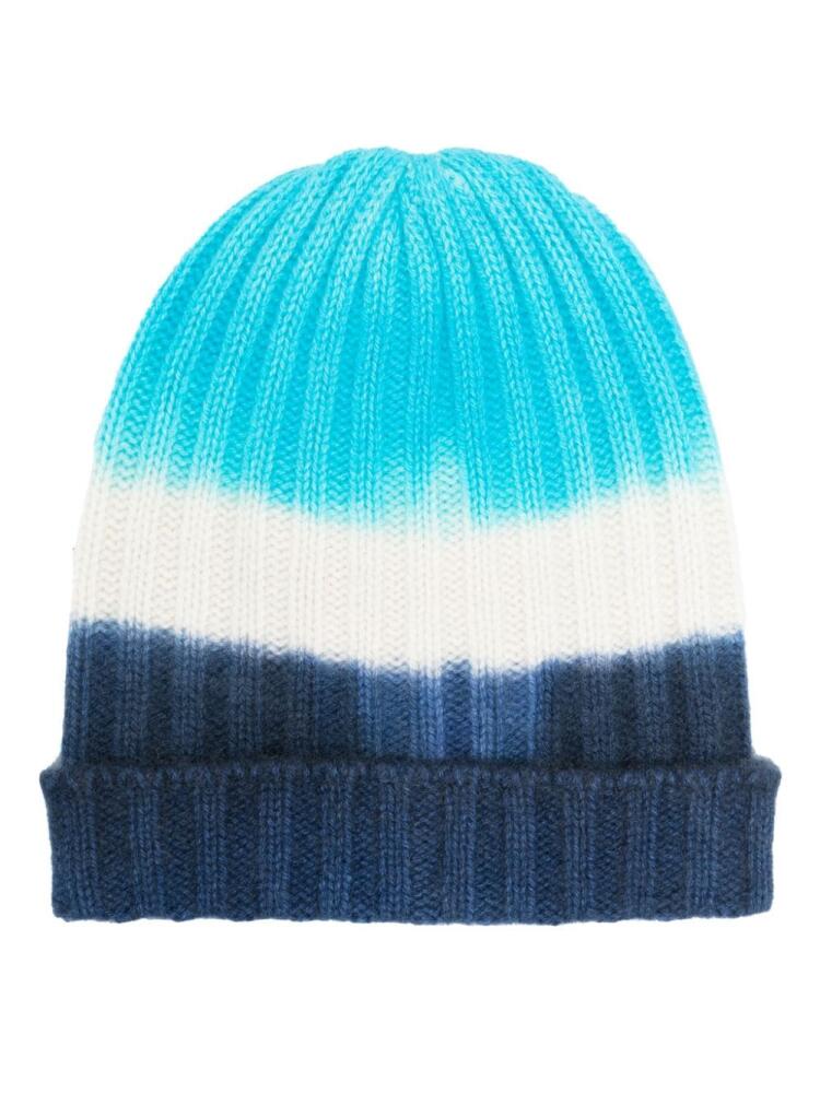 The Elder Statesman chunky ribbed-knit cashmere beanie - Blue Cover