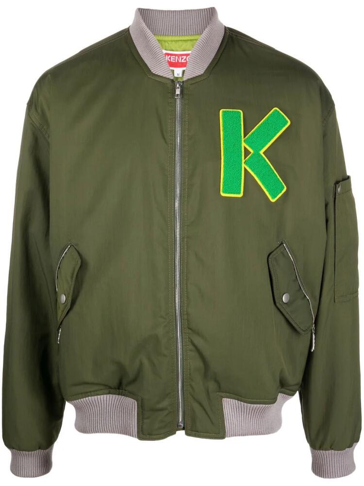 Kenzo Varsity logo-patch bomber jacket - Green Cover