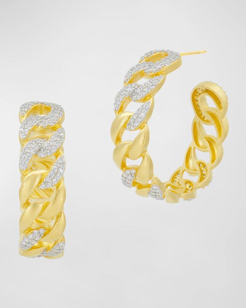 Freida Rothman Pave Cubic Zirconia Chain-Link Hoop Earrings Cover