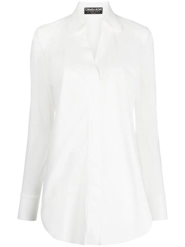 CHIARA BONI La Petite Robe Atena Slim long-sleeve shirt - White Cover