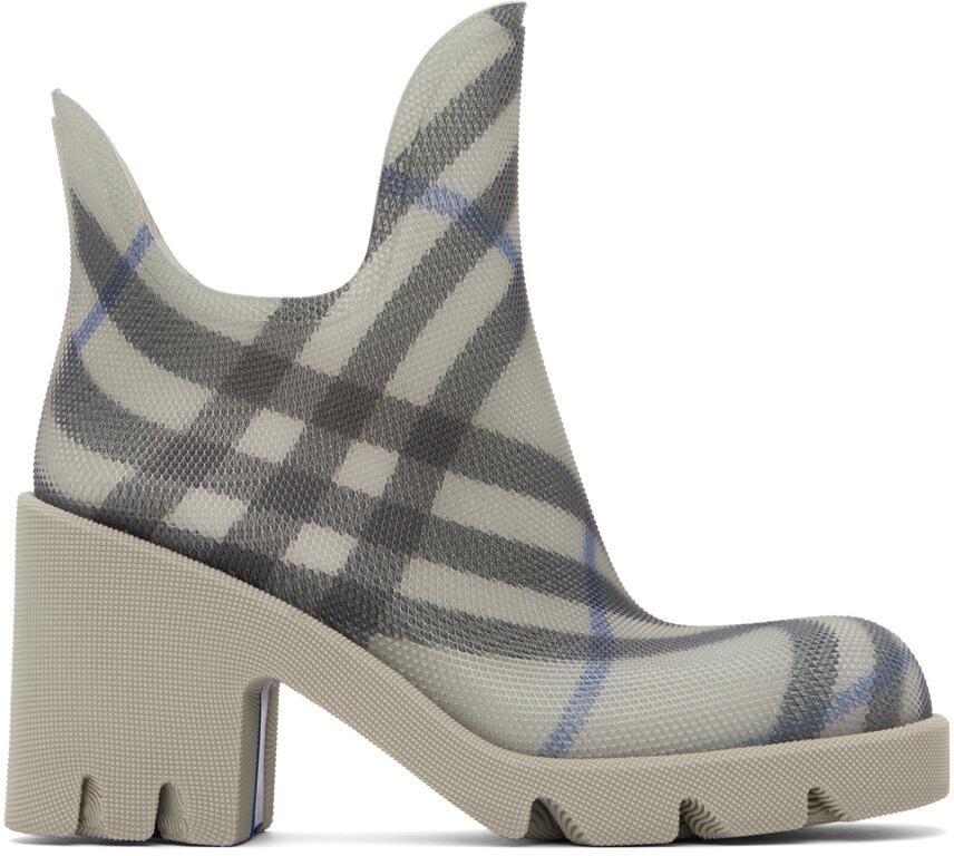 Burberry Gray Marsh Heeled Rubber Rain Boots Cover