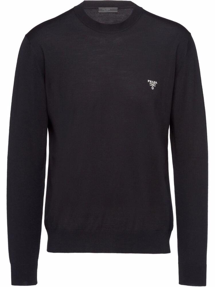 Prada logo-embroidered wool jumper - Black Cover