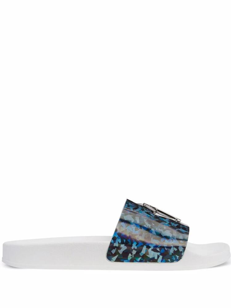 Giuseppe Zanotti Brett iridescent-effect slides - Blue Cover