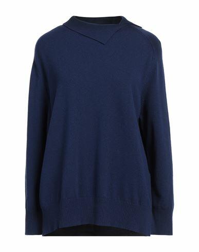 Malo Woman Sweater Blue Merino Wool, Cashmere Cover