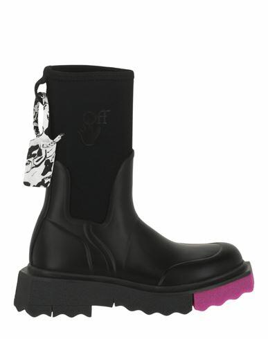 Off-white New Rainboot Sponge Boots Woman Ankle boots Black Rubber, Polyester Cover