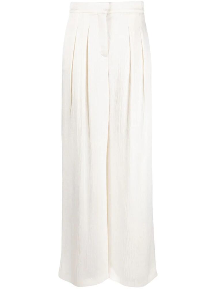 JOSEPH Talma textured high-waisted palazzo pants - White Cover