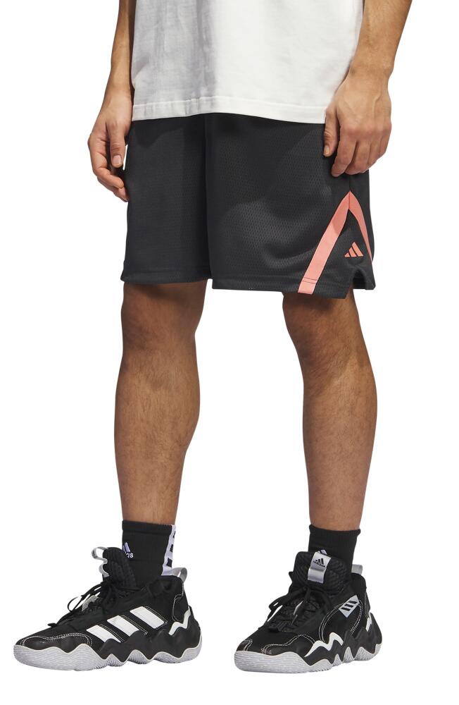 adidas Recycled Polyester Basketball Shorts in Carbon/Wonder Clay Cover