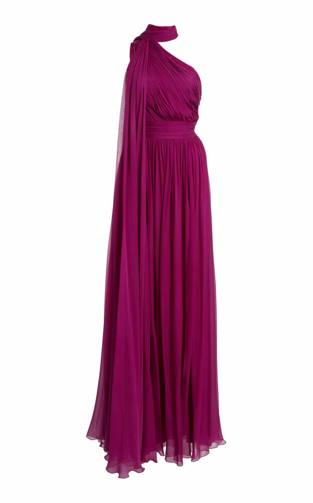 Zuhair Murad - Scarf-Detailed Silk Chiffon Maxi Dress - Purple Cover