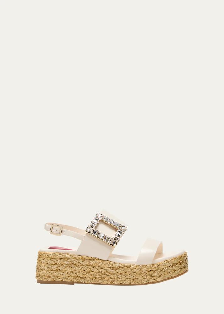 Roger Vivier Summer Leather Crystal Buckle Espadrille Sandals Cover