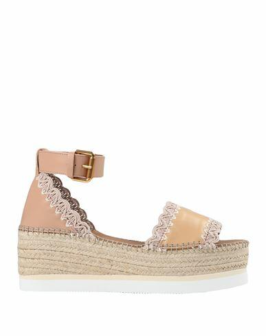 See By Chloé Woman Espadrilles Beige Calfskin, Textile fibers Cover