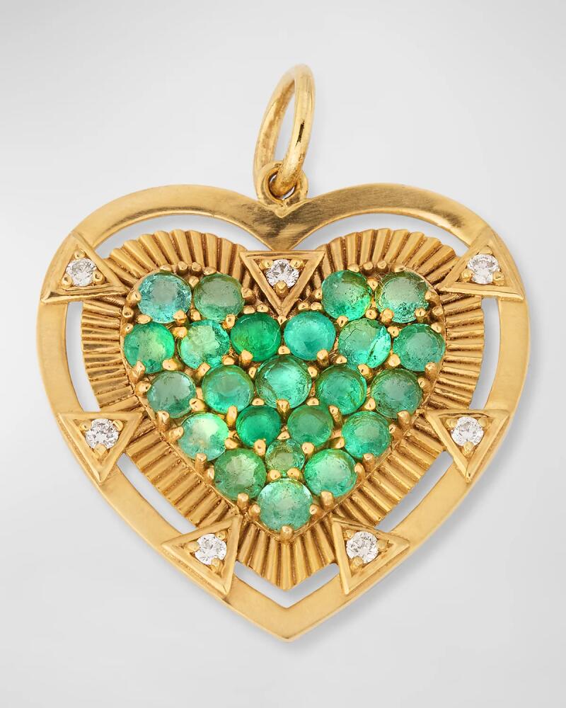 Siena Jewelry 14k Yellow Gold Emerald Heart Charm Cover