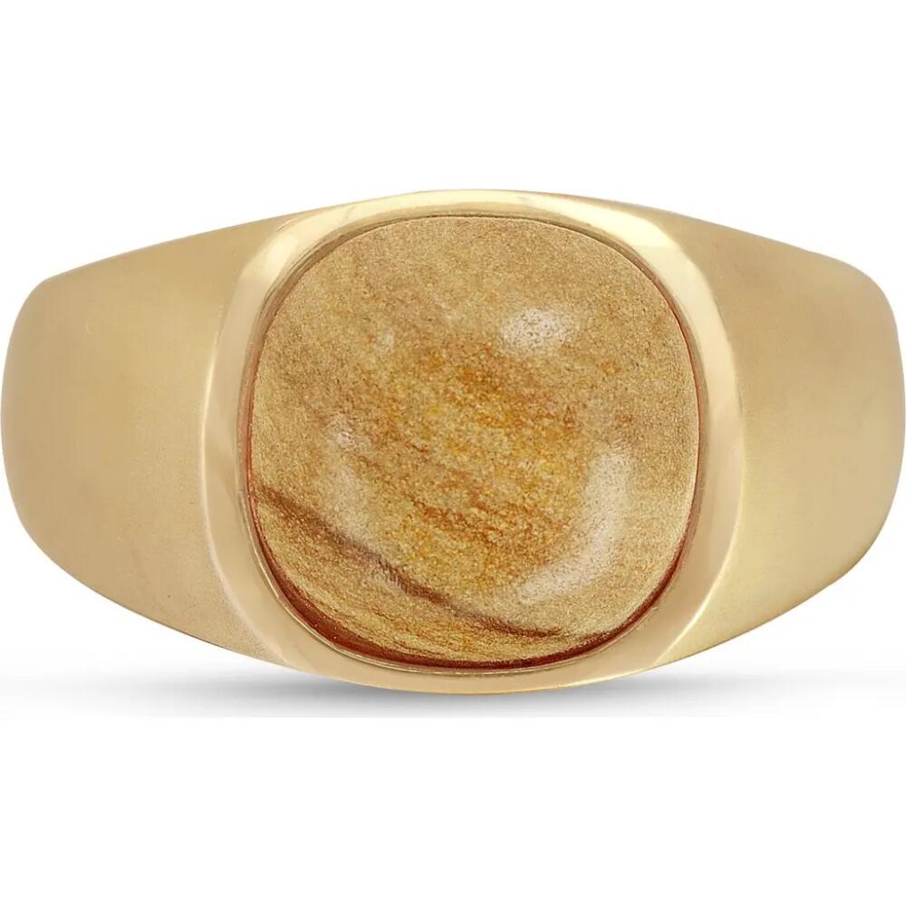 LuvMyJewelry Wood Jasper Iconic Sterling Silver Men Signet Ring in 14Kt Gold Vermeil On Sterling Cover