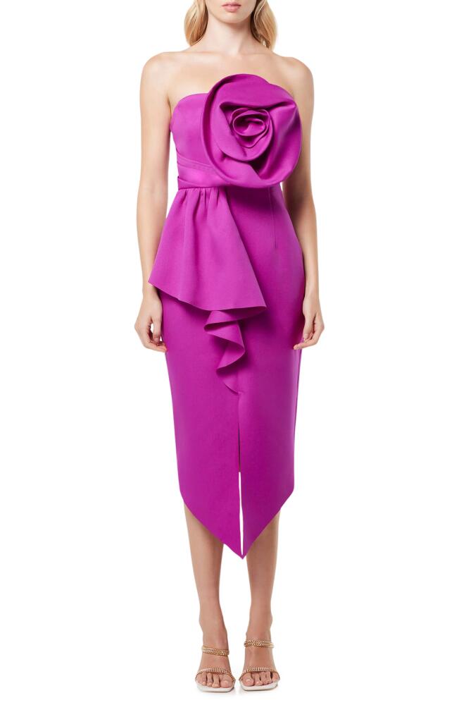 Elliatt Bowie Rosette Strapless Midi Dress in Orchid Cover