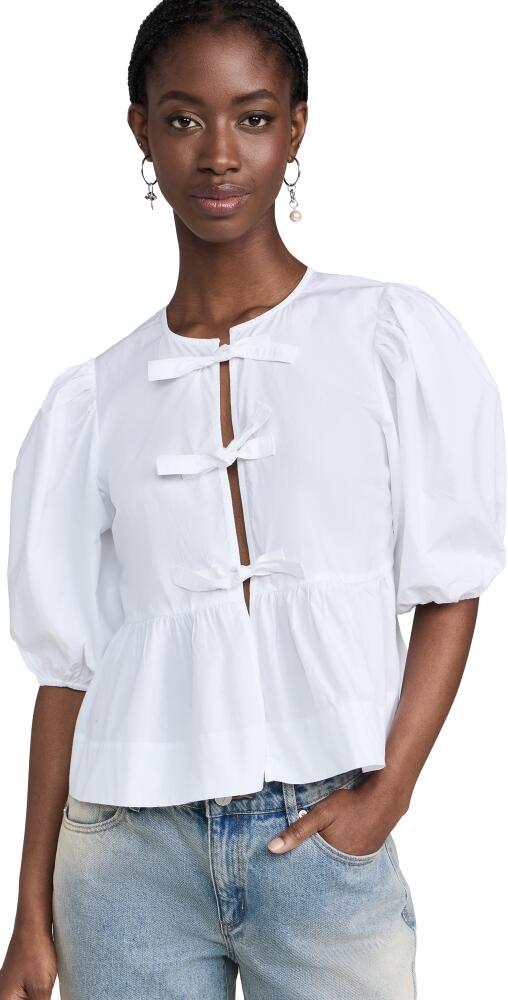 GANNI Cotton Poplin Peplum Blouse Bright White Cover